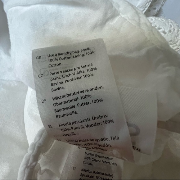 COS White Eyelet Oversized Mini Dress Babydoll Women’s XS EU 34 Minimalist - Picture 10 of 14